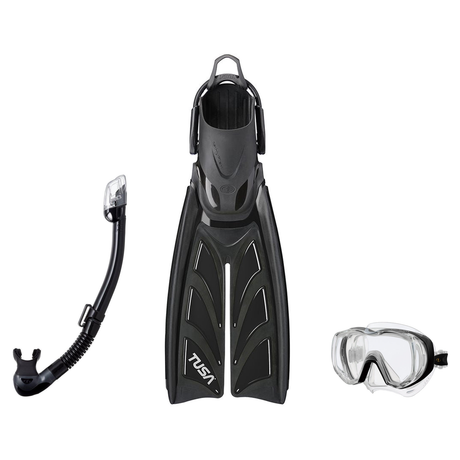 Tusa Mask Fin Snorkel Package – Freedom Tri-Quest Single Lens, Tina Single Lens or Ino Mask + Hyperdry Elite II Snorkel + Hy…