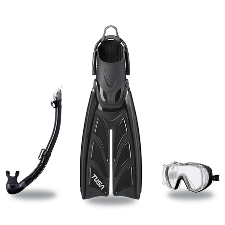 Tusa Mask Fin Snorkel Package – Freedom Tri-Quest Single Lens, Tina Single Lens or Ino Mask + Hyperdry Elite II Snorkel + Hy…