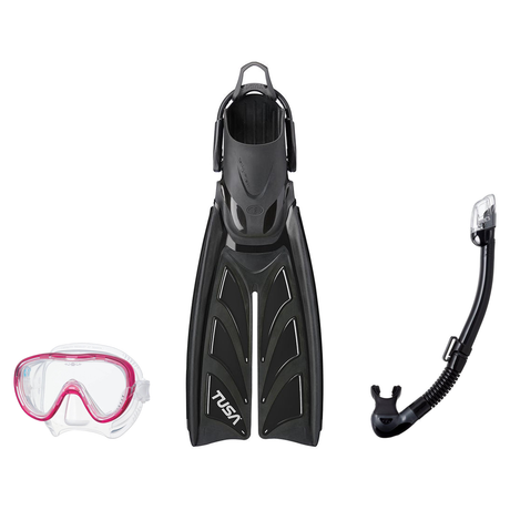 Tusa Mask Fin Snorkel Package – Freedom Tri-Quest Single Lens, Tina Single Lens or Ino Mask + Hyperdry Elite II Snorkel + Hy…