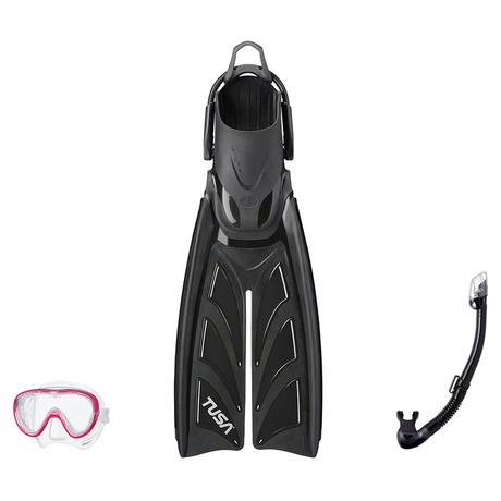 Tusa Mask Fin Snorkel Package – Freedom Tri-Quest Single Lens, Tina Single Lens or Ino Mask + Hyperdry Elite II Snorkel + Hy…