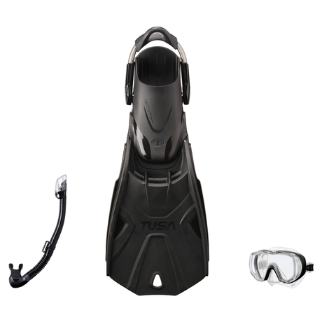 Tusa Mask Fin Snorkel Package – Freedom Tri-Quest Single Lens, Tina Single Lens or Ino Mask + Hyperdry Elite II Snorkel + Hy…