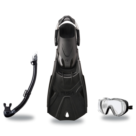 Tusa Mask Fin Snorkel Package – Freedom Tri-Quest Single Lens, Tina Single Lens or Ino Mask + Hyperdry Elite II Snorkel + Hy…