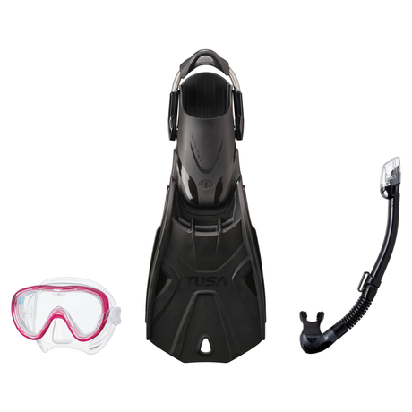 Tusa Mask Fin Snorkel Package – Freedom Tri-Quest Single Lens, Tina Single Lens or Ino Mask + Hyperdry Elite II Snorkel + Hy…