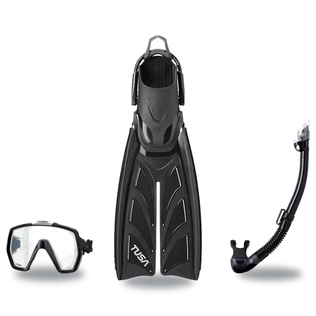 Tusa Mask Fin Snorkel Package – Freedom HD Single Lens, Zensee or Ino Mask + Hyperdry Elite II Snorkel + Hyflex Zoom Fins —…