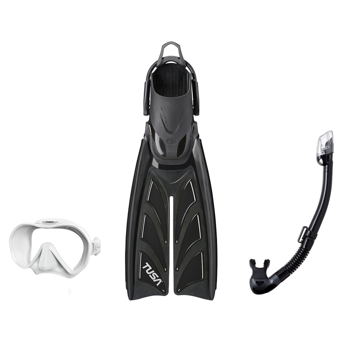Tusa Mask Fin Snorkel Package – Freedom HD Single Lens, Zensee or Ino Mask + Hyperdry Elite II Snorkel + Hyflex Zoom Fins —…