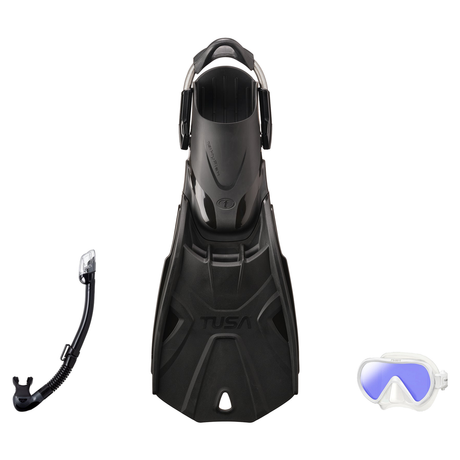 Tusa Mask Fin Snorkel Package – Ino Pro Diving Silicone, Zensee Pro or Visio Pro Single Lens Mask + Hyperdry Elite II Snorke…