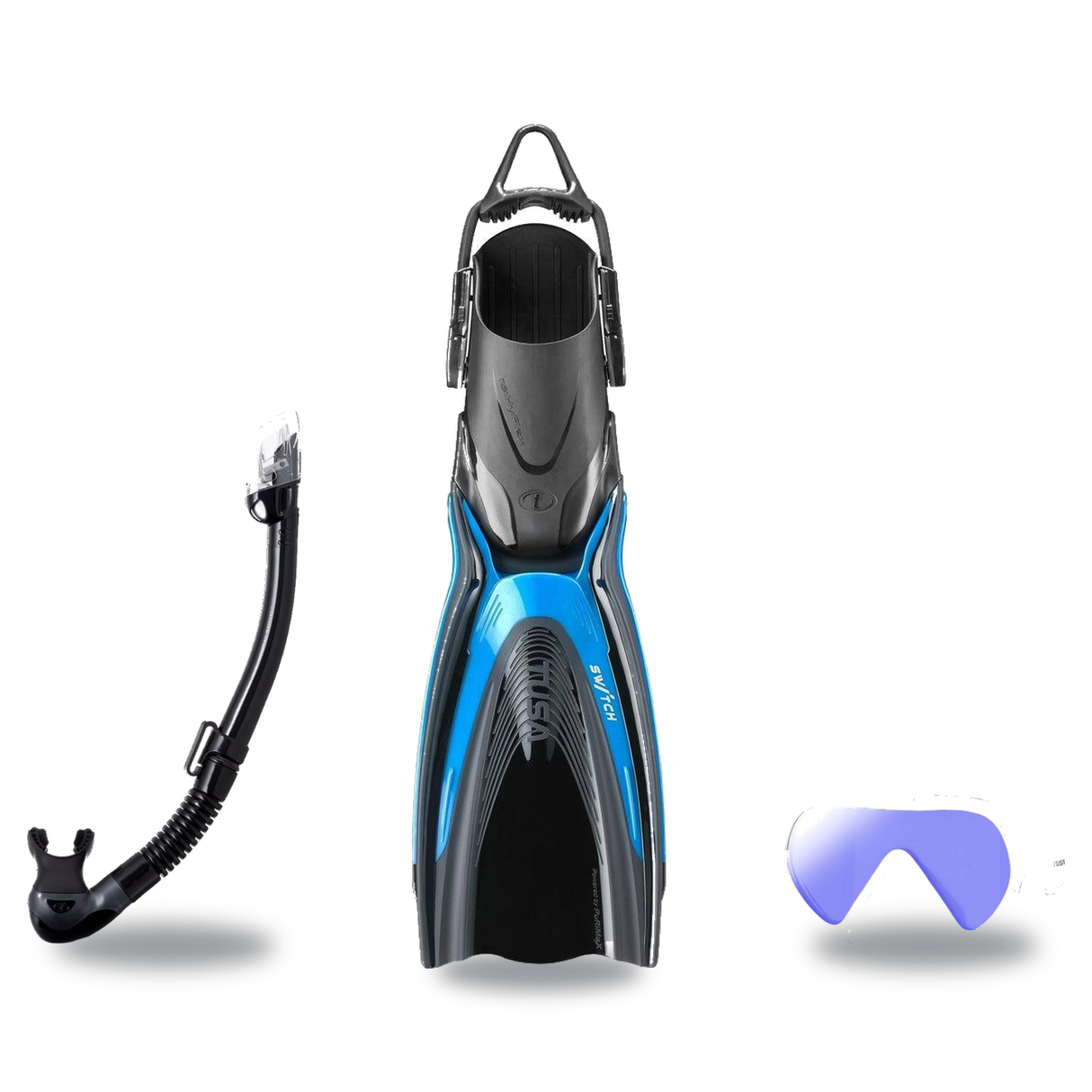 Tusa Mask Fin Snorkel Package – Ino Pro Diving Silicone, Zensee Pro or Visio Pro Single Lens Mask + Hyperdry Elite II Snorke…
