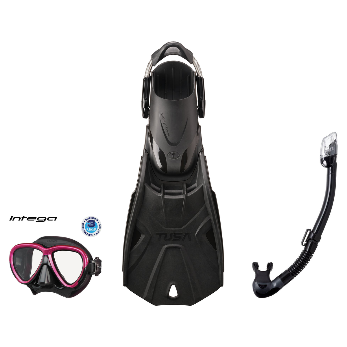 Tusa Mask Fin Snorkel Package – Intega Dual Lens, Freedom HD Single Lens or Zensee Mask + Hyperdry Elite II Snorkel + HyFlex…