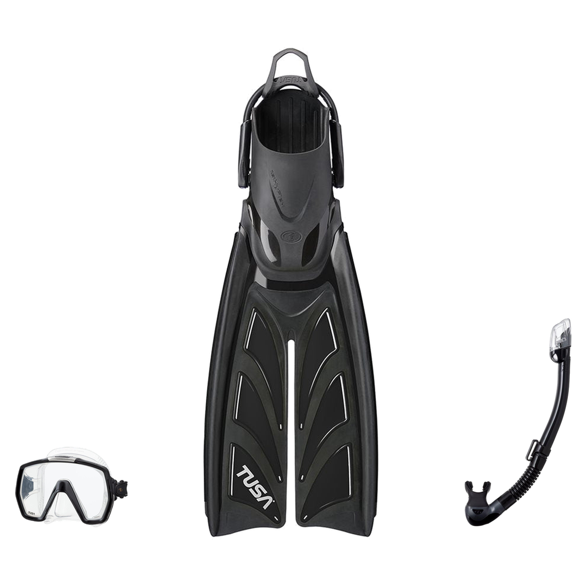 Tusa Mask Fin Snorkel Package – Intega Dual Lens, Freedom HD Single Lens or Zensee Mask + Hyperdry Elite II Snorkel + HyFlex…