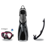 Tusa Mask Fin Snorkel Package – Intega Dual Lens, Freedom HD Single Lens or Zensee Mask + Hyperdry Elite II Snorkel + HyFlex…