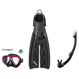 Tusa Mask Fin Snorkel Package – Intega Dual Lens, Freedom HD Single Lens or Zensee Mask + Hyperdry Elite II Snorkel + HyFlex…