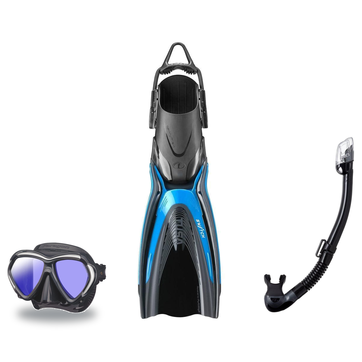 Tusa Mask Fin Snorkel Package – Paragon Professional, Paragon S Single Lens or Zensee Pro Mask + Hyperdry Elite II Snorkel +…