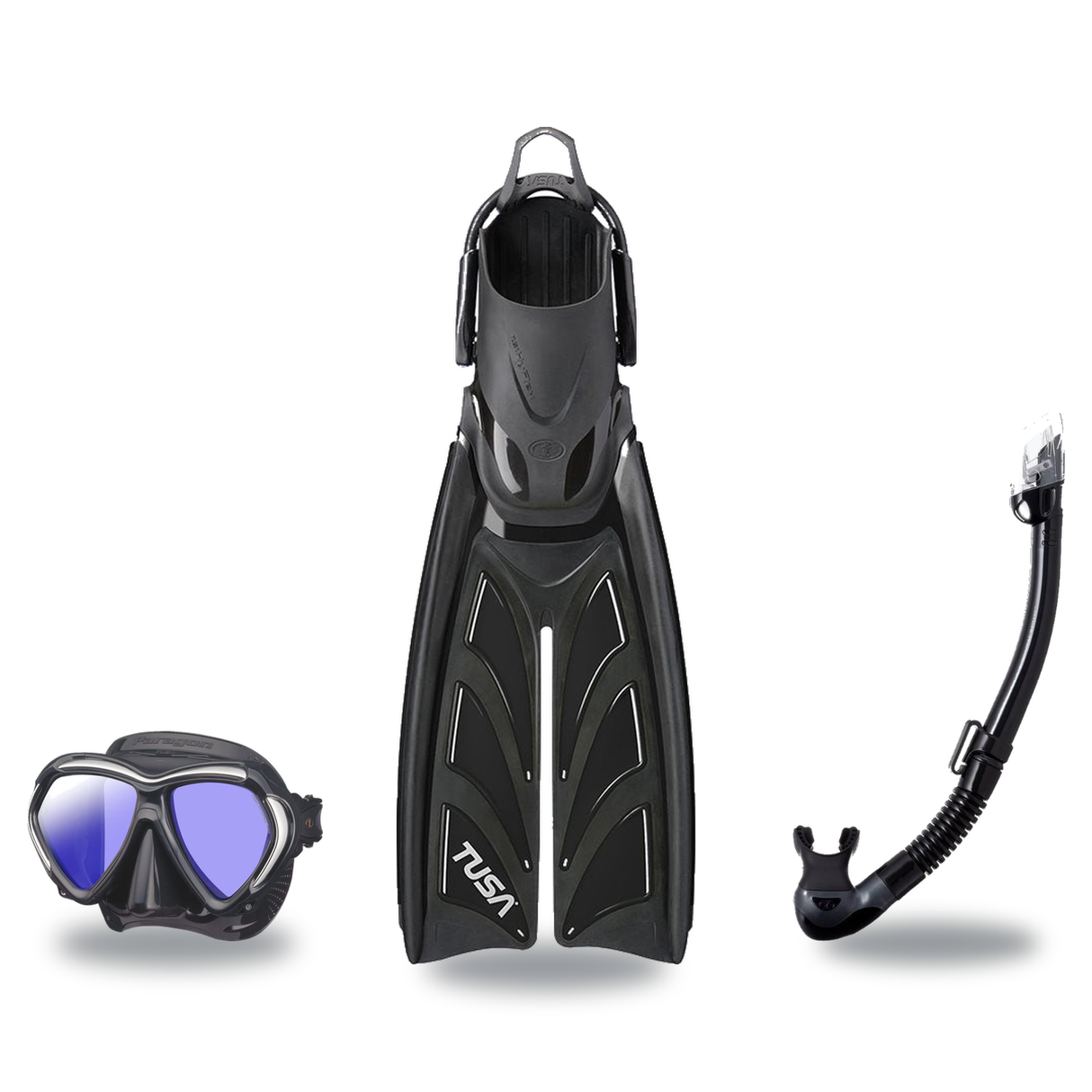 Tusa Mask Fin Snorkel Package – Paragon Professional, Paragon S Single Lens or Zensee Pro Mask + Hyperdry Elite II Snorkel +…