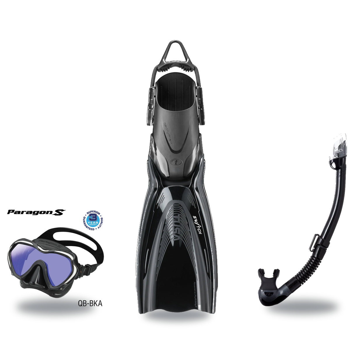 Tusa Mask Fin Snorkel Package – Paragon S Single Lens, Paragon Professional or Zensee Pro Mask + Hyperdry Elite II Snorkel +…