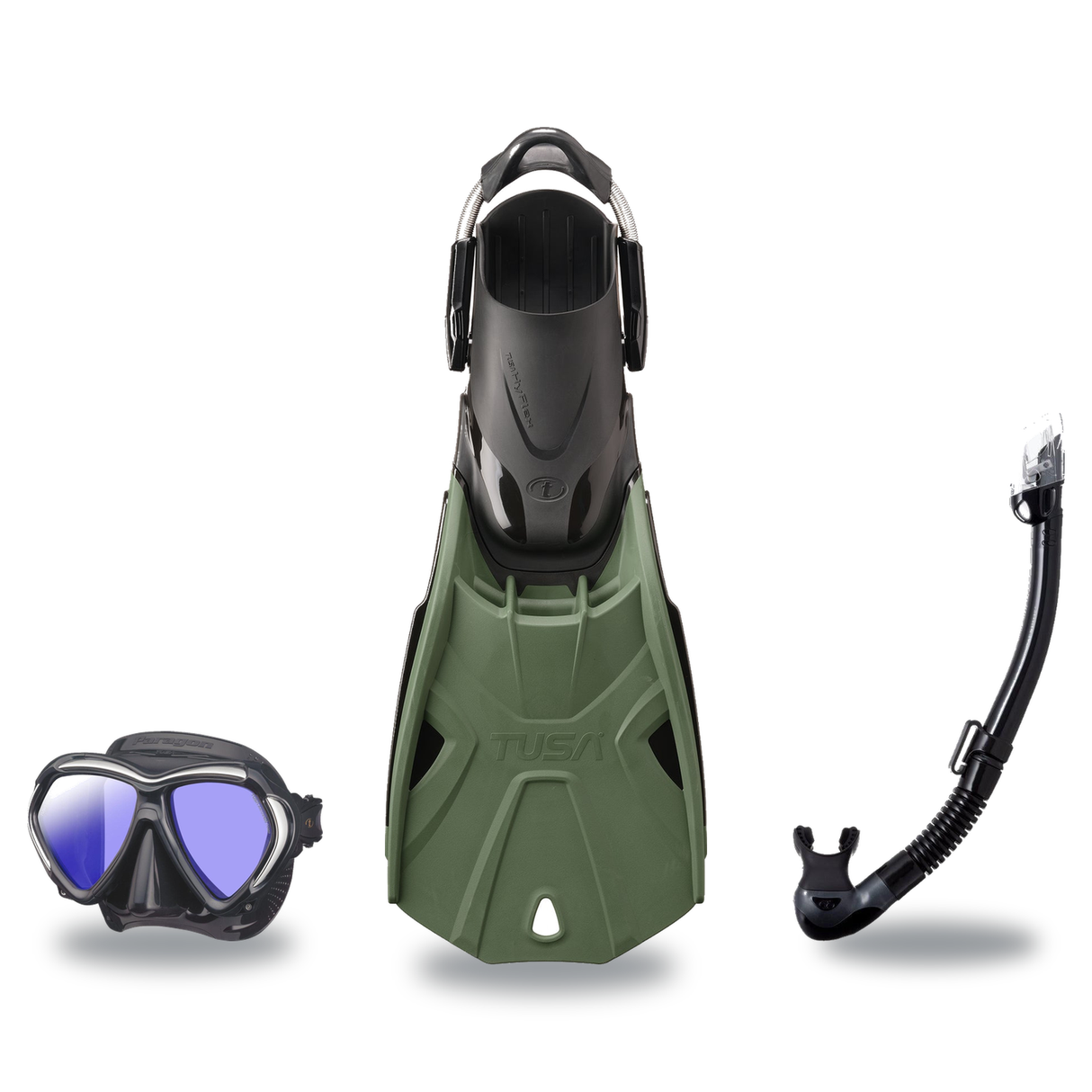 Tusa Mask Fin Snorkel Package – Paragon S Single Lens, Paragon Professional or Zensee Pro Mask + Hyperdry Elite II Snorkel +…