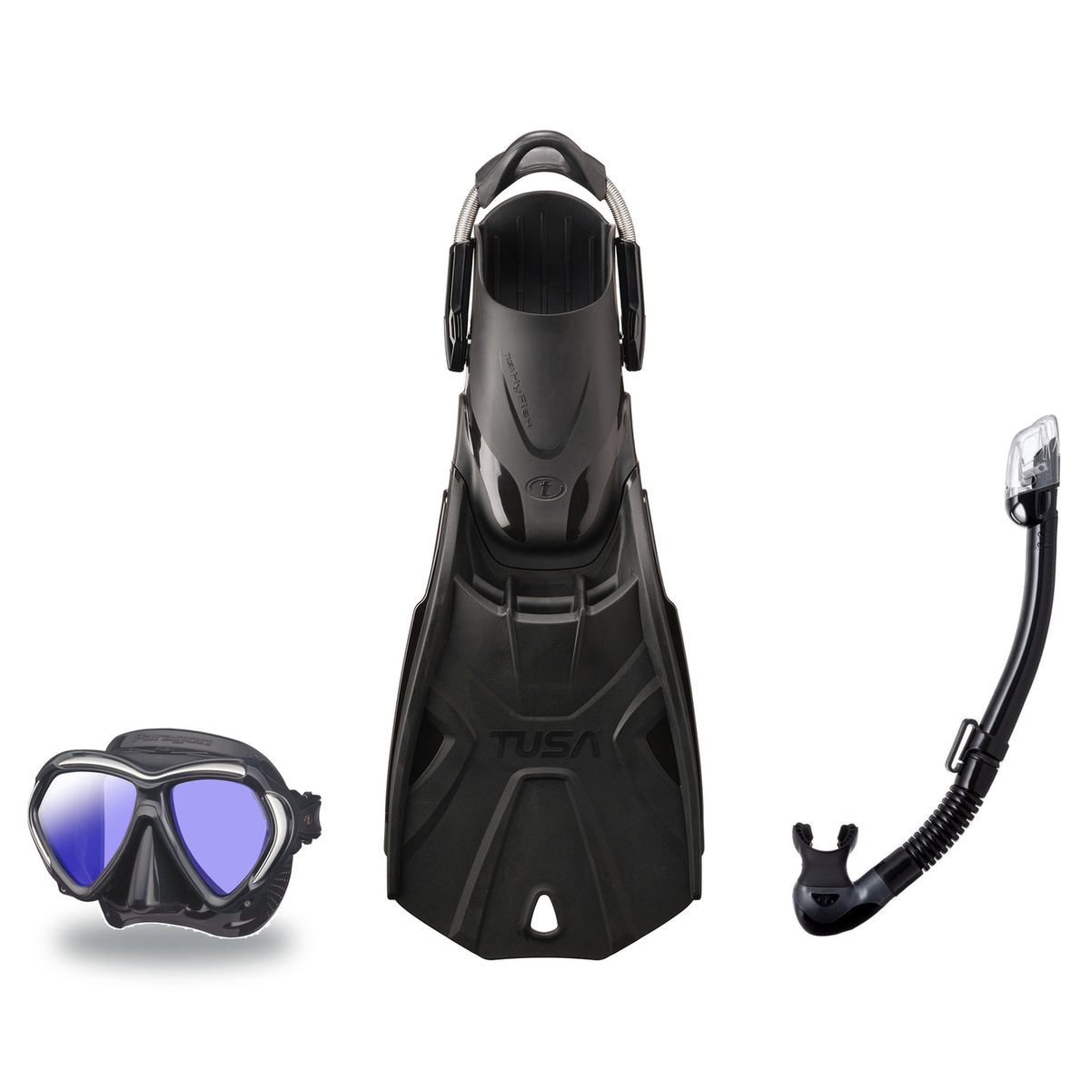 Tusa Mask Fin Snorkel Package – Paragon S Single Lens, Paragon Professional or Zensee Pro Mask + Hyperdry Elite II Snorkel +…