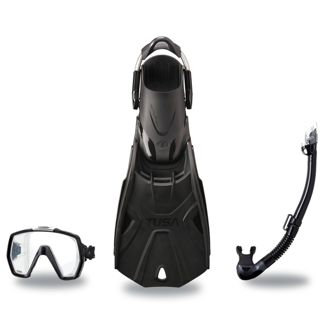 Tusa Mask Fin Snorkel Package – Freedom HD Single Lens, Zensee or Ino Mask + Hyperdry Elite II Snorkel + SF-0112 Tri-Force F…