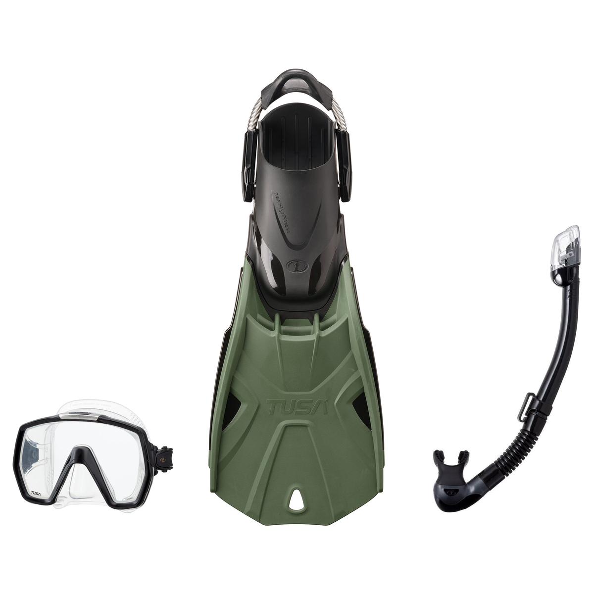 Tusa Mask Fin Snorkel Package – Freedom HD Single Lens, Zensee or Ino Mask + Hyperdry Elite II Snorkel + SF-0112 Tri-Force F…