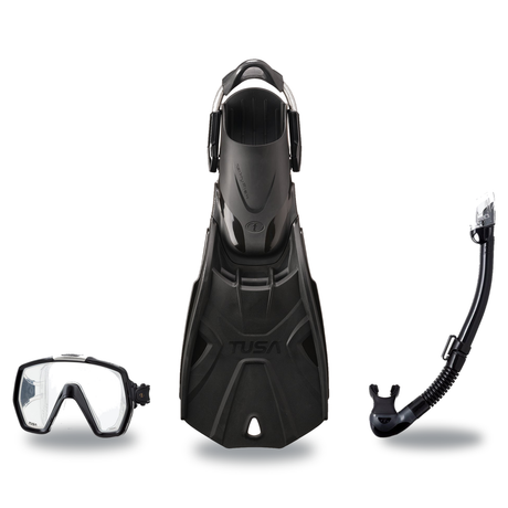 Tusa Mask Fin Snorkel Package – Freedom HD Single Lens, Zensee or Ino Mask + Hyperdry Elite II Snorkel + SF-0112 Tri-Force F…
