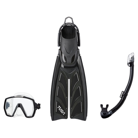Tusa Mask Fin Snorkel Package – Freedom HD Single Lens, Zensee or Ino Mask + Hyperdry Elite II Snorkel + SF-0112 Tri-Force F…
