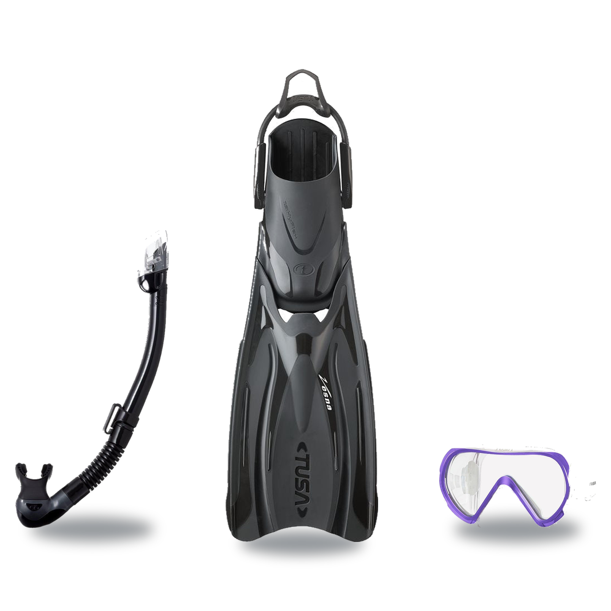 Tusa Mask Fin Snorkel Package – Freedom HD Single Lens, Zensee or Ino Mask + Hyperdry Elite II Snorkel + SF-0112 Tri-Force F…
