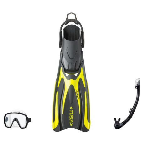 Tusa Mask Fin Snorkel Package – Freedom HD Single Lens, Zensee or Ino Mask + Hyperdry Elite II Snorkel + SF-0112 Tri-Force F…