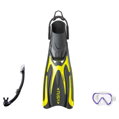 Tusa Mask Fin Snorkel Package – Freedom HD Single Lens, Zensee or Ino Mask + Hyperdry Elite II Snorkel + SF-0112 Tri-Force F…
