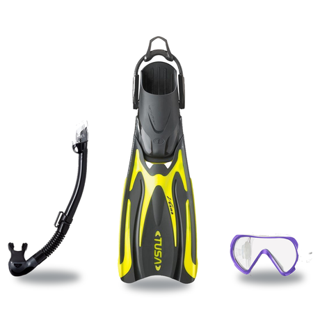 Tusa Mask Fin Snorkel Package – Freedom HD Single Lens, Zensee or Ino Mask + Hyperdry Elite II Snorkel + SF-0112 Tri-Force F…