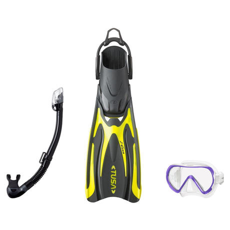 Tusa Mask Fin Snorkel Package – Freedom HD Single Lens, Zensee or Ino Mask + Hyperdry Elite II Snorkel + SF-0112 Tri-Force F…
