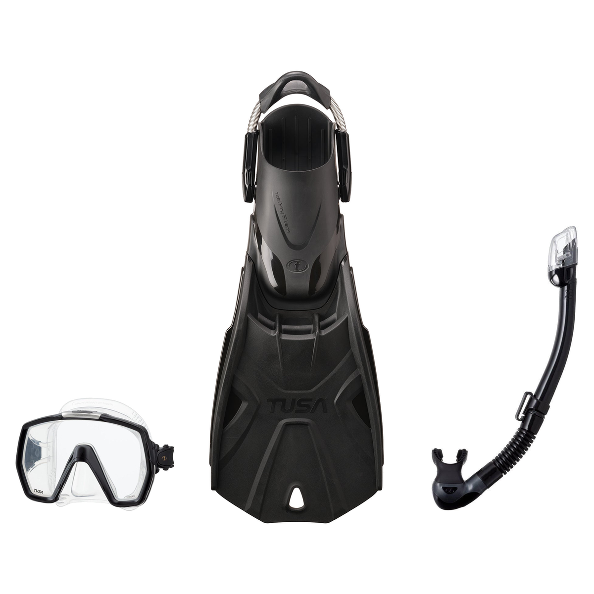 Tusa Mask Fin Snorkel Package – Freedom HD Single Lens, Zensee or Ino Mask + Hyperdry Elite II Snorkel + SF-0112 Tri-Force F…