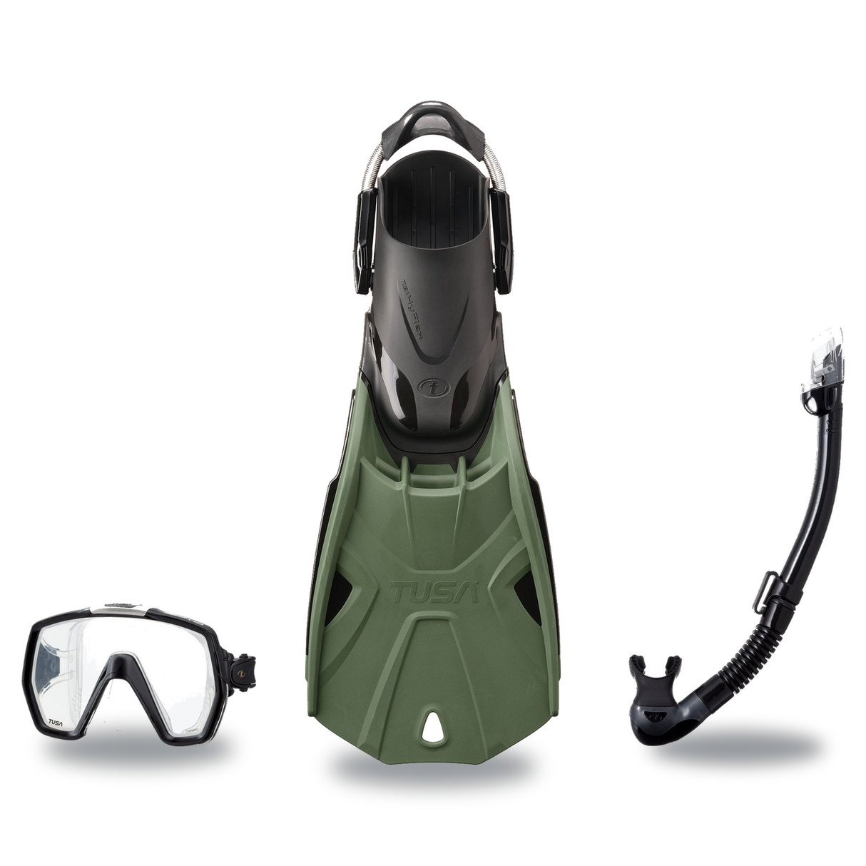 Tusa Mask Fin Snorkel Package – Freedom HD Single Lens, Zensee or Ino Mask + Hyperdry Elite II Snorkel + SF-0112 Tri-Force F…