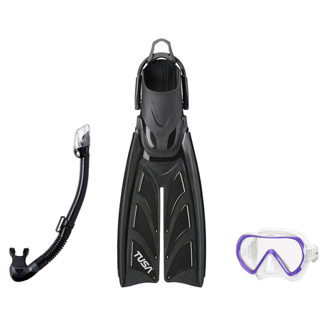 Tusa Mask Fin Snorkel Package – Freedom HD Single Lens, Zensee or Ino Mask + Hyperdry Elite II Snorkel + SF-0112 Tri-Force F…