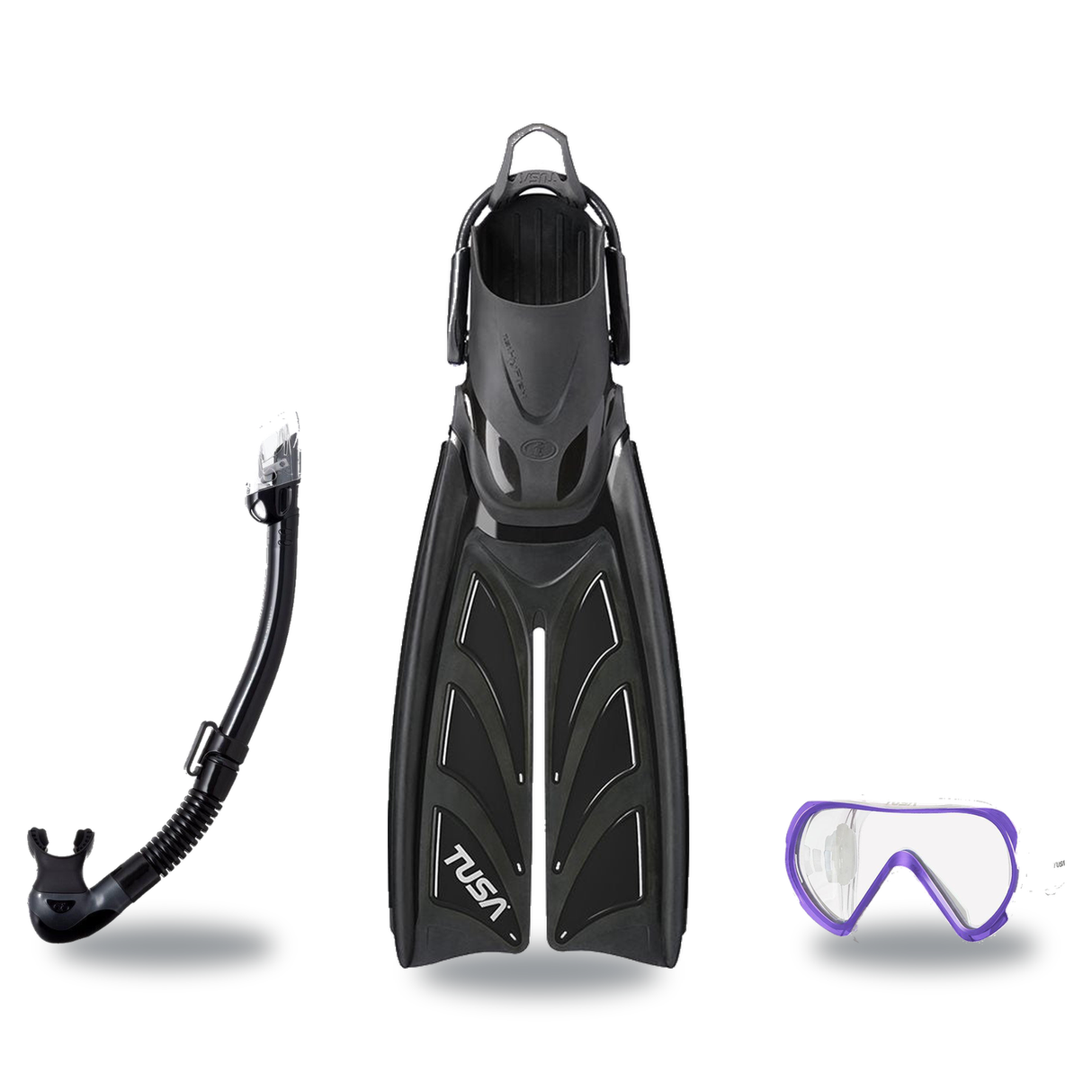 Tusa Mask Fin Snorkel Package – Freedom HD Single Lens, Zensee or Ino Mask + Hyperdry Elite II Snorkel + SF-0112 Tri-Force F…