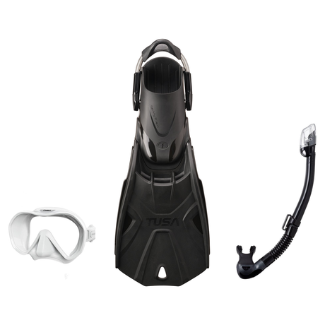 Tusa Mask Fin Snorkel Package – Freedom HD Single Lens, Zensee or Ino Mask + Hyperdry Elite II Snorkel + SF-0112 Tri-Force F…