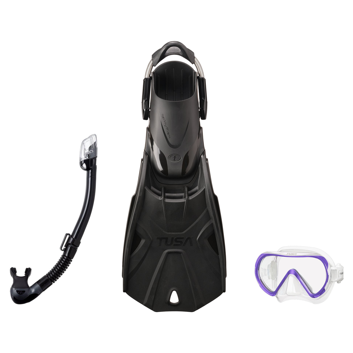 Tusa Mask Fin Snorkel Package – Freedom HD Single Lens, Zensee or Ino Mask + Hyperdry Elite II Snorkel + SF-0112 Tri-Force F…