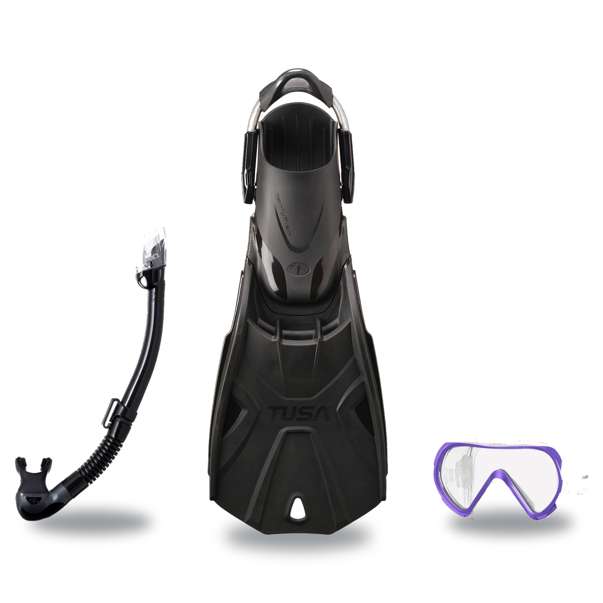 Tusa Mask Fin Snorkel Package – Freedom HD Single Lens, Zensee or Ino Mask + Hyperdry Elite II Snorkel + SF-0112 Tri-Force F…