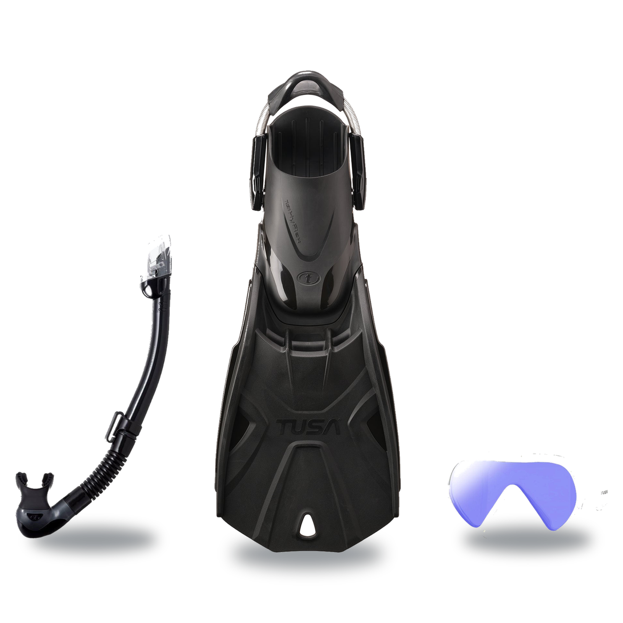 Tusa Mask Fin Snorkel Package – Zensee Pro, Ino Pro Diving Silicone or Visio Pro Single Lens Mask + Hyperdry Elite II Snorke…