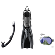Tusa Mask Fin Snorkel Package – Zensee Pro, Ino Pro Diving Silicone or Visio Pro Single Lens Mask + Hyperdry Elite II Snorke…