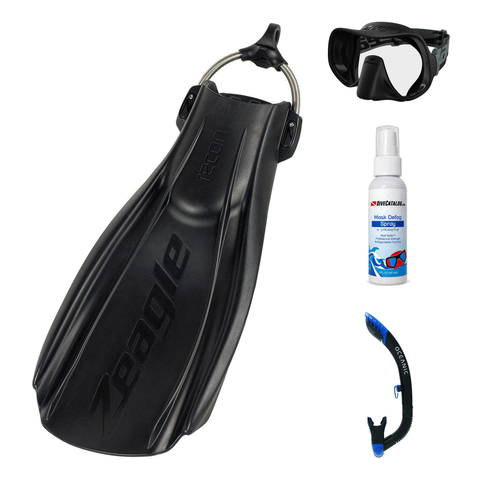 Zeagle Mask Fin Snorkel Package – Scope Mono, Venom or Mini Shadow Single Lens Mask + Ultra Dry 2 Snorkel + Recon Fins