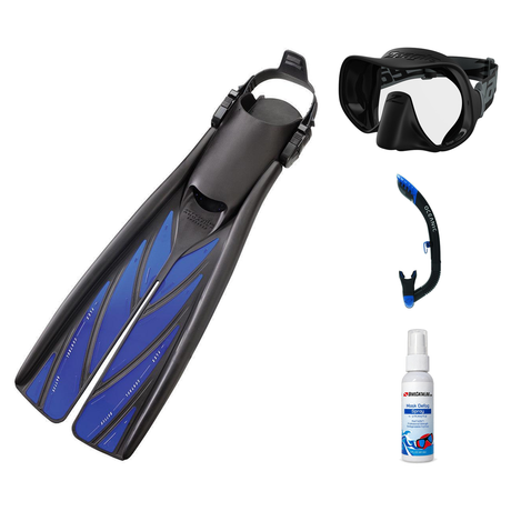 Zeagle Mask Fin Snorkel Package – Scope Mono, Venom or Mini Shadow Single Lens Mask + Ultra Dry 2 Snorkel + Recon Fins — Sco…