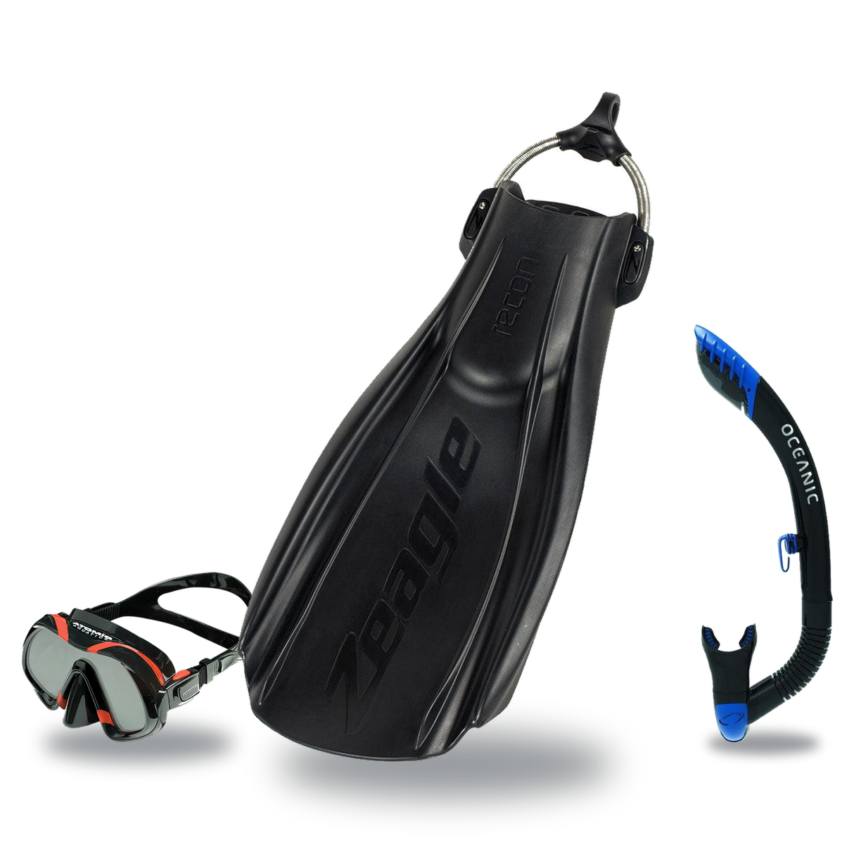 Zeagle Mask Fin Snorkel Package – Scope Mono, Venom or Mini Shadow Single Lens Mask + Ultra Dry 2 Snorkel + Recon Fins — Ven…