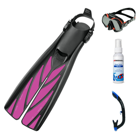 Zeagle Mask Fin Snorkel Package – Scope Mono, Venom or Mini Shadow Single Lens Mask + Ultra Dry 2 Snorkel + Recon Fins — Ven…