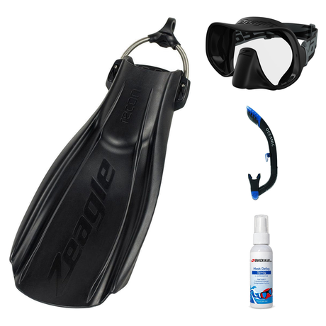 Zeagle Mask Fin Snorkel Package – Scope Mono, Venom or Mini Shadow Single Lens Mask + Ultra Dry 2 Snorkel + Recon Fins — Sco…