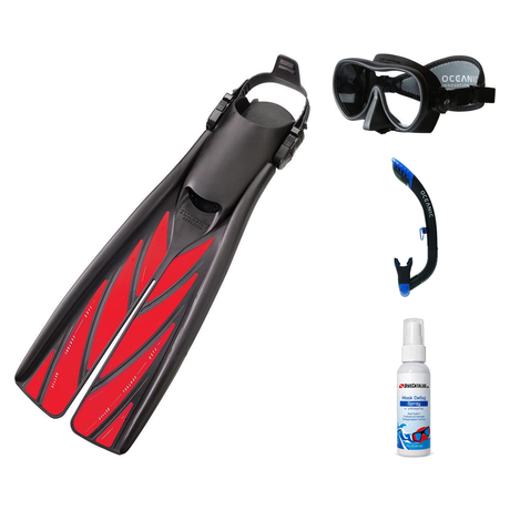 Zeagle Mask Fin Snorkel Package – Scope Mono, Venom or Mini Shadow Single Lens Mask + Ultra Dry 2 Snorkel + Recon Fins — Min…