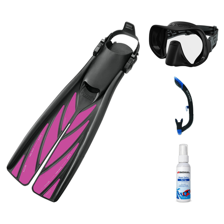 Zeagle Mask Fin Snorkel Package – Scope Mono, Venom or Mini Shadow Single Lens Mask + Ultra Dry 2 Snorkel + Recon Fins — Sco…