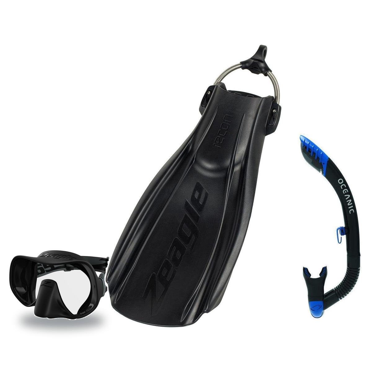 Zeagle Mask Fin Snorkel Package – Scope Mono, Venom or Mini Shadow Single Lens Mask + Ultra Dry 2 Snorkel + Recon Fins — Sco…