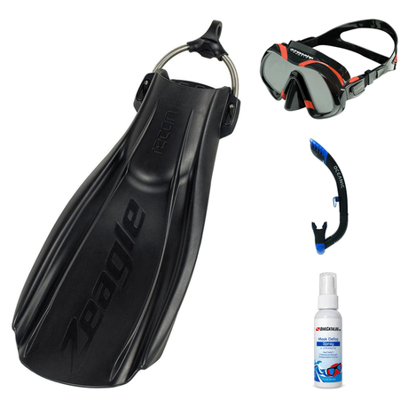Zeagle Mask Fin Snorkel Package – Scope Mono, Venom or Mini Shadow Single Lens Mask + Ultra Dry 2 Snorkel + Recon Fins — Ven…