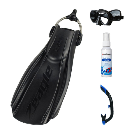 Zeagle Mask Fin Snorkel Package – Scope Mono, Venom or Mini Shadow Single Lens Mask + Ultra Dry 2 Snorkel + Recon Fins — Min…