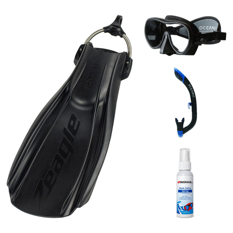 Zeagle Mask Fin Snorkel Package – Scope Mono, Venom or Mini Shadow Single Lens Mask + Ultra Dry 2 Snorkel + Recon Fins — Min…