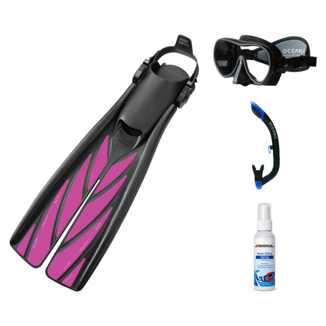 Zeagle Mask Fin Snorkel Package – Scope Mono, Venom or Mini Shadow Single Lens Mask + Ultra Dry 2 Snorkel + Recon Fins — Min…